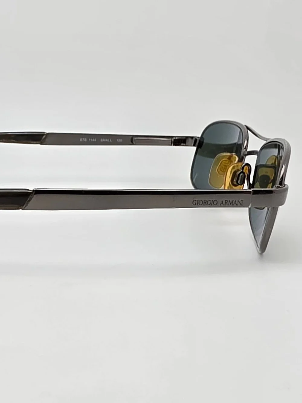 Giorgio Armani 678 1144 Small Pewter Frame G-15 Glass Lens Aviator Sunglasses